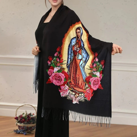 Virgin Mary Soft Warm Pashmina Scarf Tassel Scarves