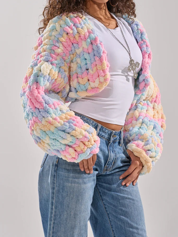 CHUNKY CHENILLE KNIT CARDIGAN