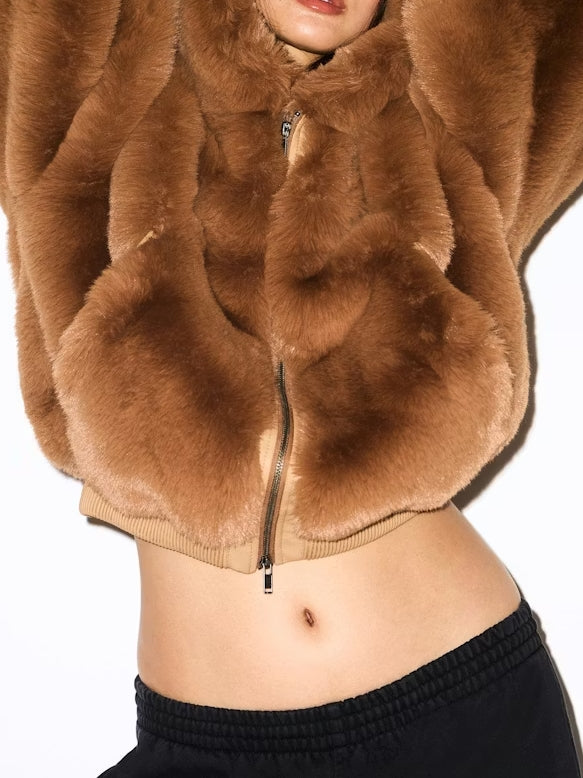 Faux Fur Zip-up Jacket