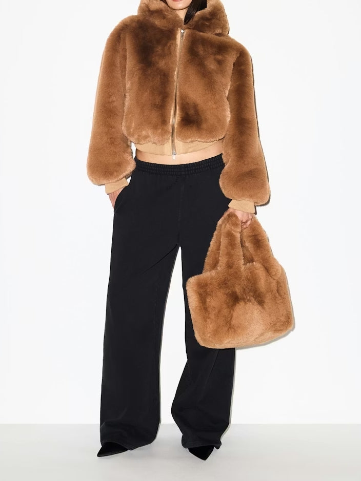 Faux Fur Zip-up Jacket
