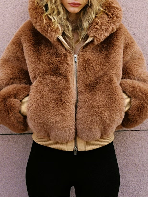 Faux Fur Zip-up Jacket