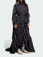 Zippered Waist-Cinching Sporty Maxi Dress