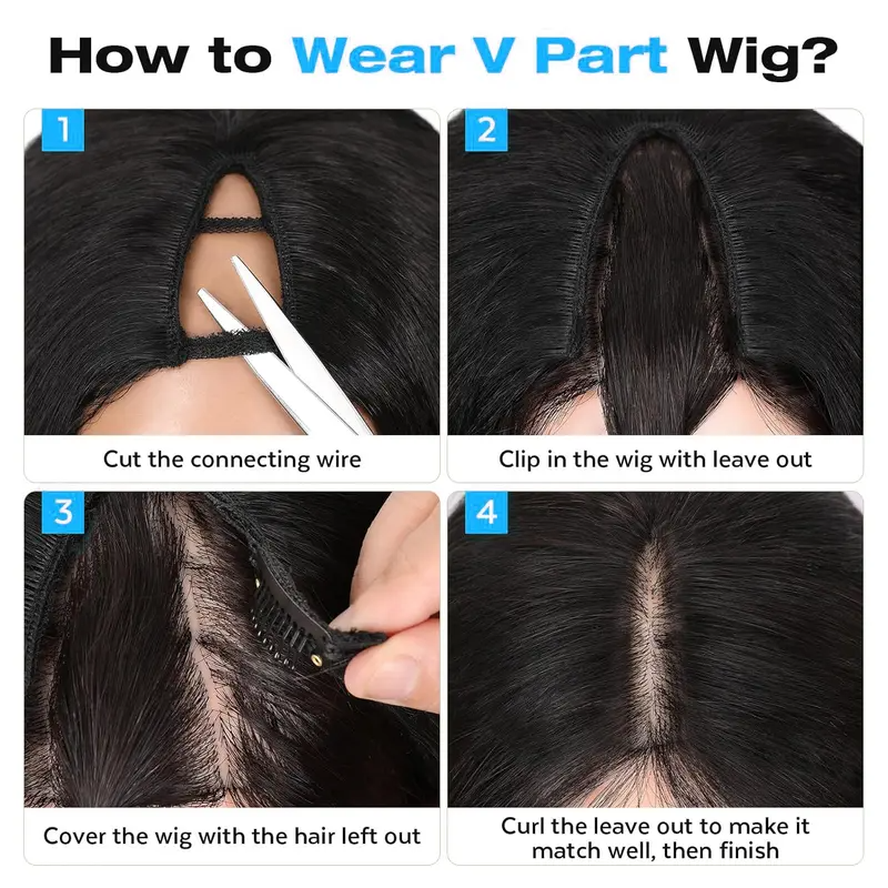 New Afro V Part With Curly In The End Wig