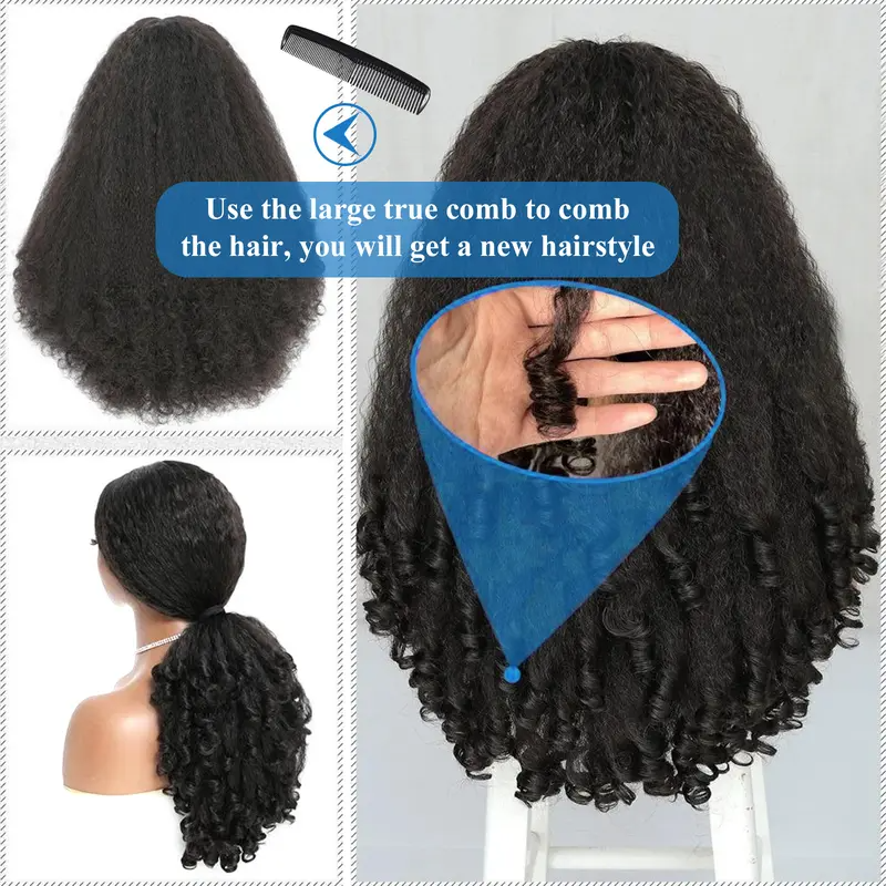 New Afro V Part With Curly In The End Wig