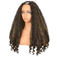 New Afro V Part With Curly In The End Wig