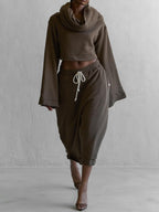Hooded Drawstring Waist Suit