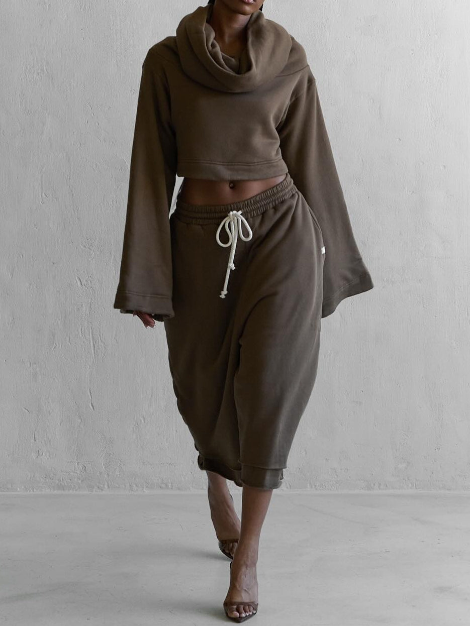 Hooded Drawstring Waist Suit