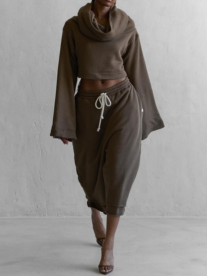 Hooded Drawstring Waist Suit
