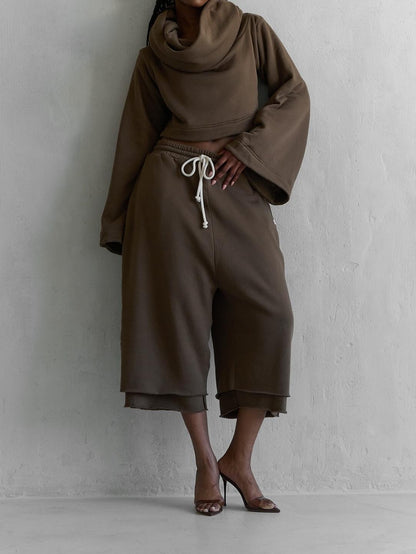 Hooded Drawstring Waist Suit