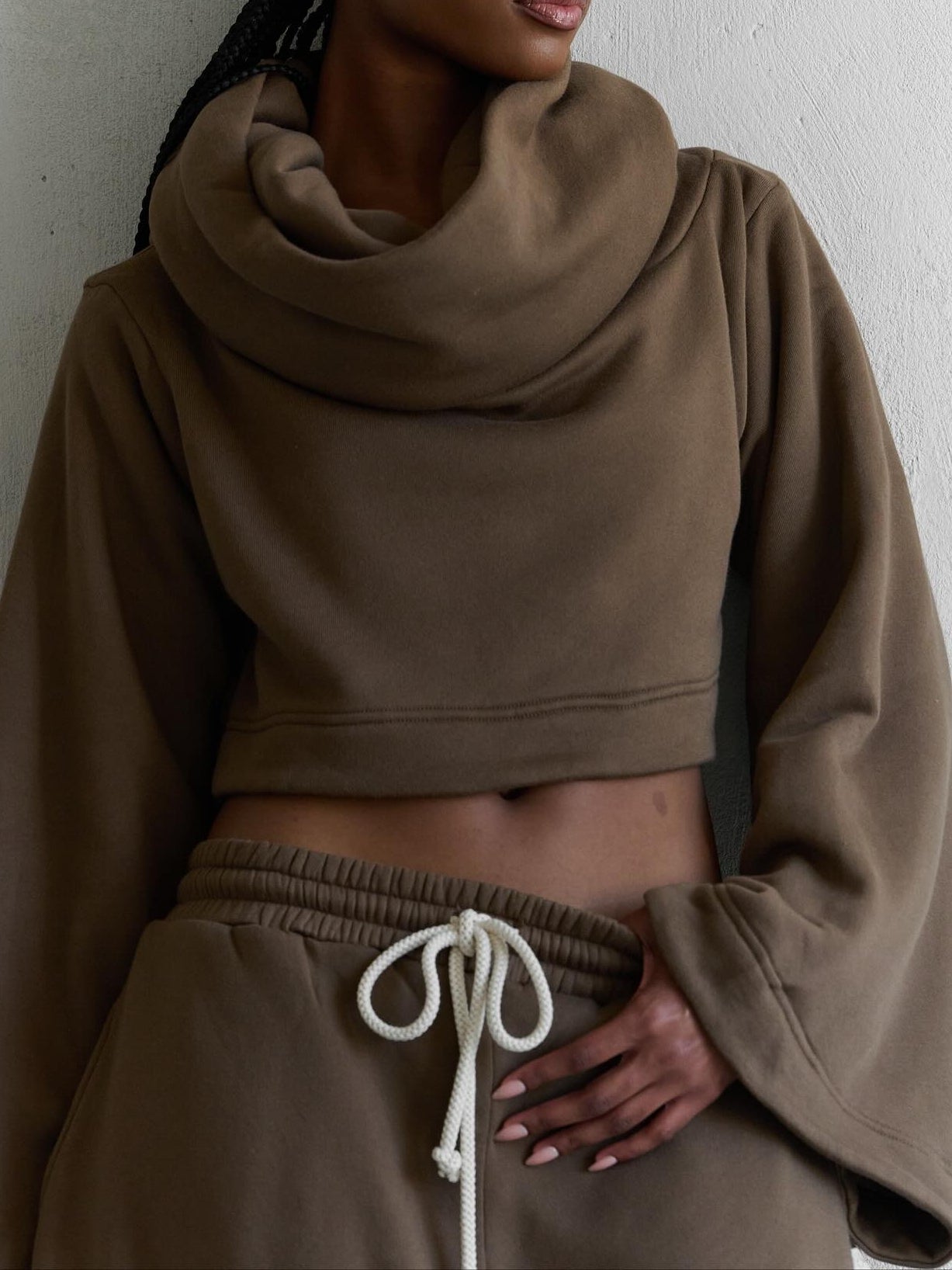 Hooded Drawstring Waist Suit