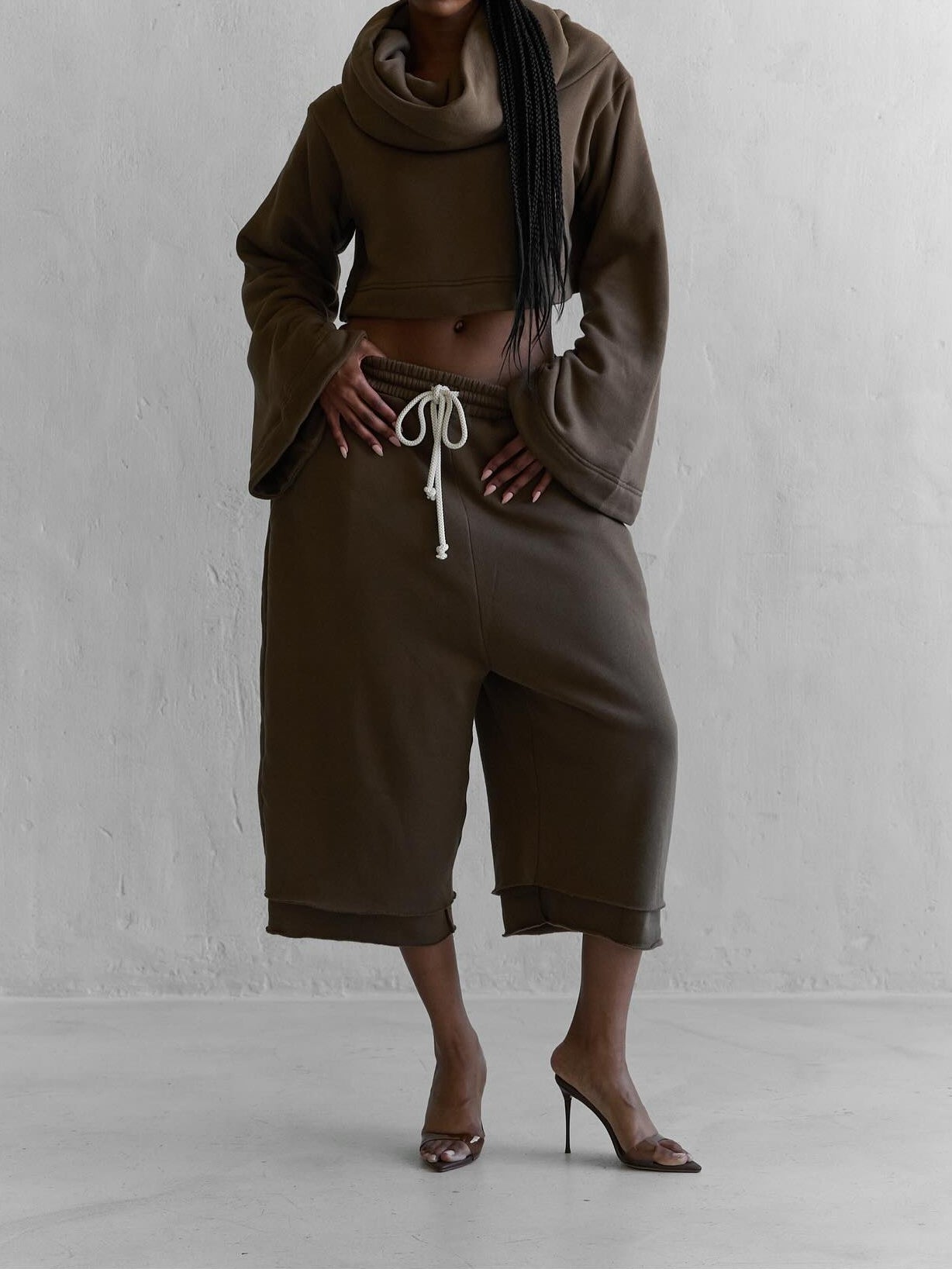 Hooded Drawstring Waist Suit