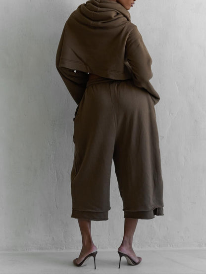 Hooded Drawstring Waist Suit