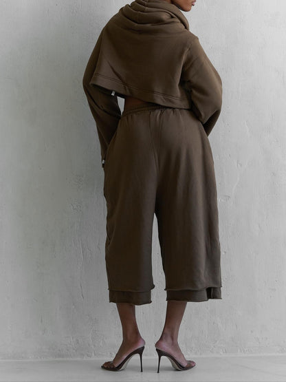 Hooded Drawstring Waist Suit