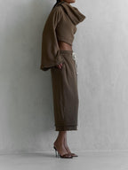 Hooded Drawstring Waist Suit