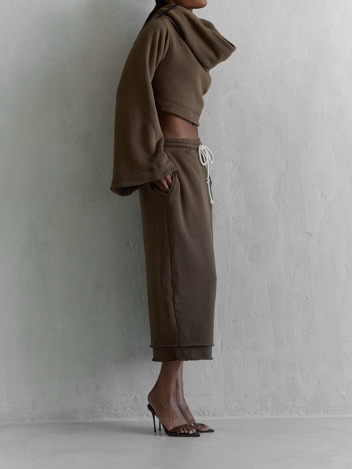 Hooded Drawstring Waist Suit