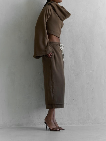 Hooded Drawstring Waist Suit