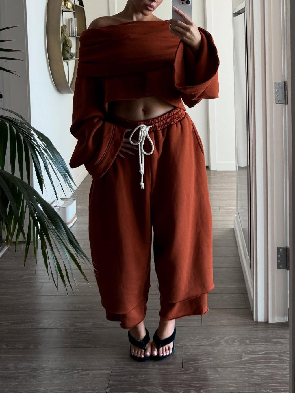 Hooded Drawstring Waist Suit