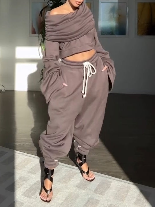 Hooded Drawstring Waist Suit