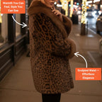 Ladies' Winter Lace Up Leopard Print Faux Fur Coat
