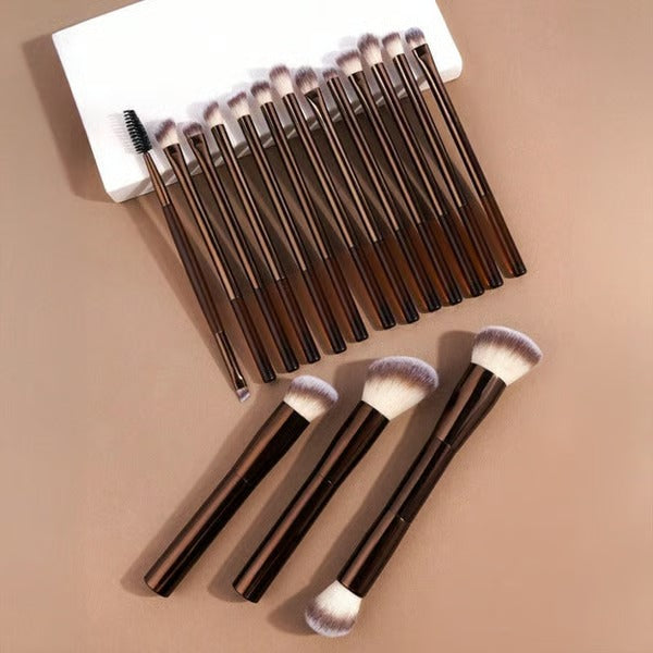 20-piece Coffee-coloured Makeup Brush Set