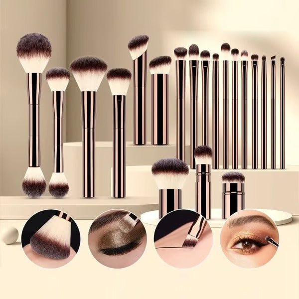 20-piece Coffee-coloured Makeup Brush Set