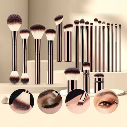 20-piece Coffee-coloured Makeup Brush Set