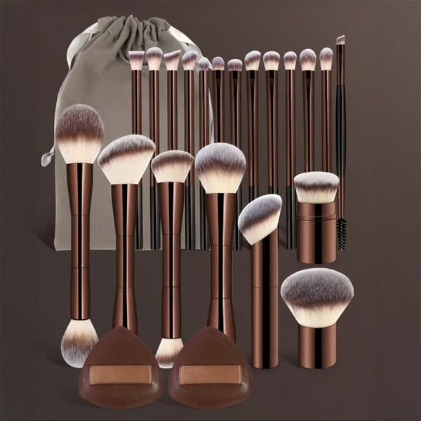 20-piece Coffee-coloured Makeup Brush Set