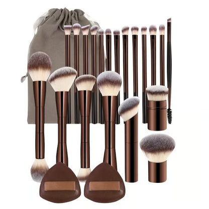 20-piece Coffee-coloured Makeup Brush Set