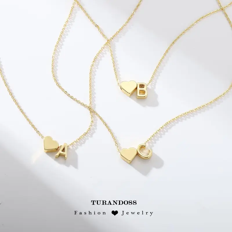 Golden Heart Letter A-Z Necklace