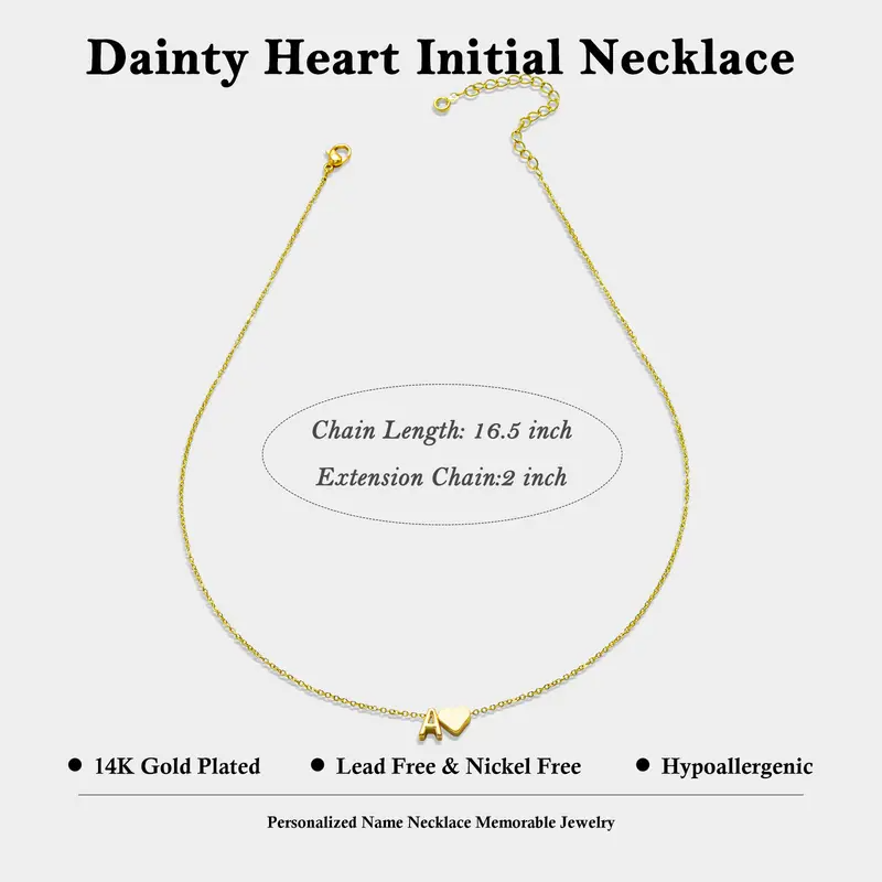 Golden Heart Letter A-Z Necklace