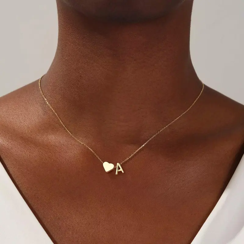 Golden Heart Letter A-Z Necklace