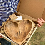 Wooden Heart Shaped Prayer Bowl With 24 Prayer Cards