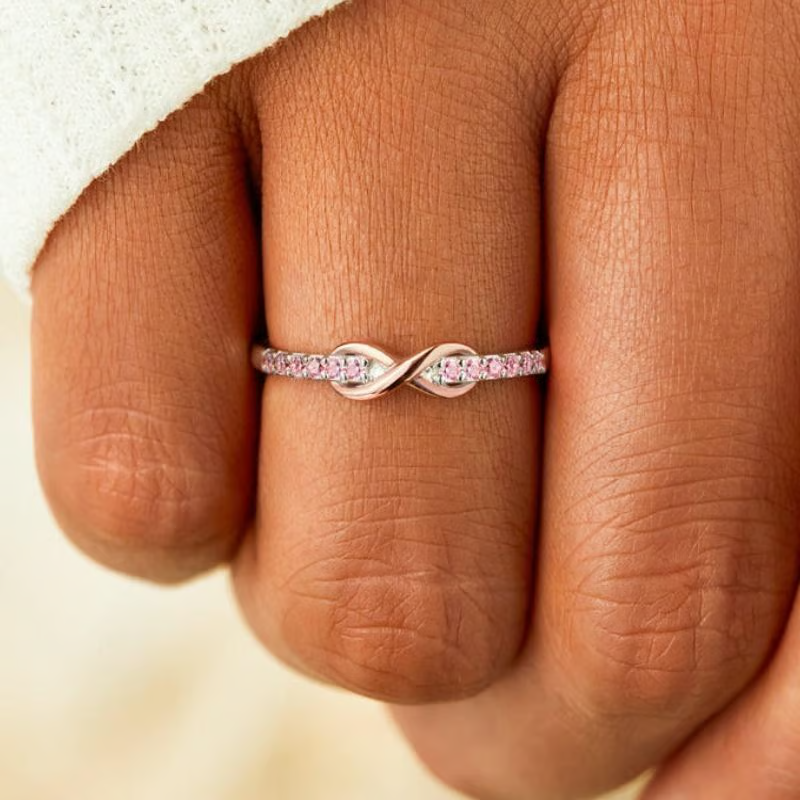 Forever Best Friends Pink Oath Infinity Symbol Ring Set