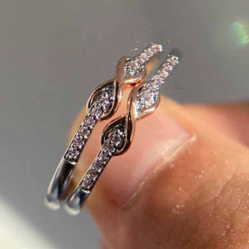 Forever Best Friends Pink Oath Infinity Symbol Ring Set