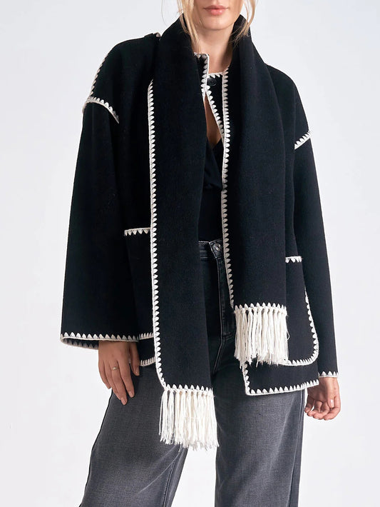 Olivia Stitch Jacket With Scarf