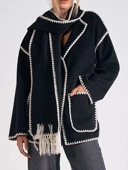 Olivia Stitch Jacket With Scarf