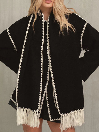 Olivia Stitch Jacket With Scarf