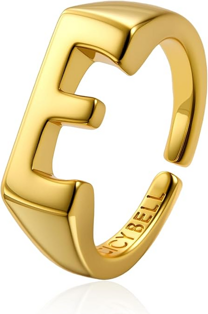 Womens 18k Gold Plated Initial Statement Rings