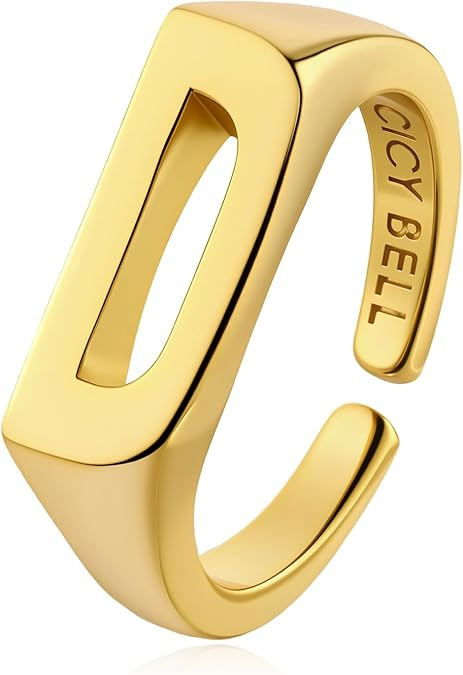 Womens 18k Gold Plated Initial Statement Rings