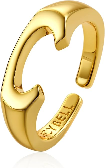 Womens 18k Gold Plated Initial Statement Rings