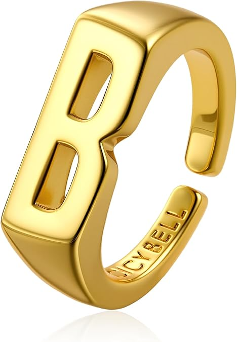 Womens 18k Gold Plated Initial Statement Rings