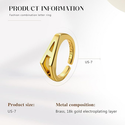 Womens 18k Gold Plated Initial Statement Rings