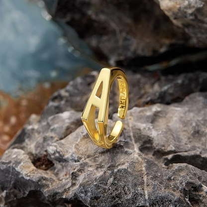 Womens 18k Gold Plated Initial Statement Rings