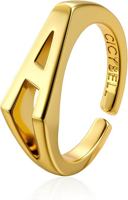 Womens 18k Gold Plated Initial Statement Rings