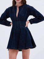 DENIM MINI DRESS IN DARK BLUE