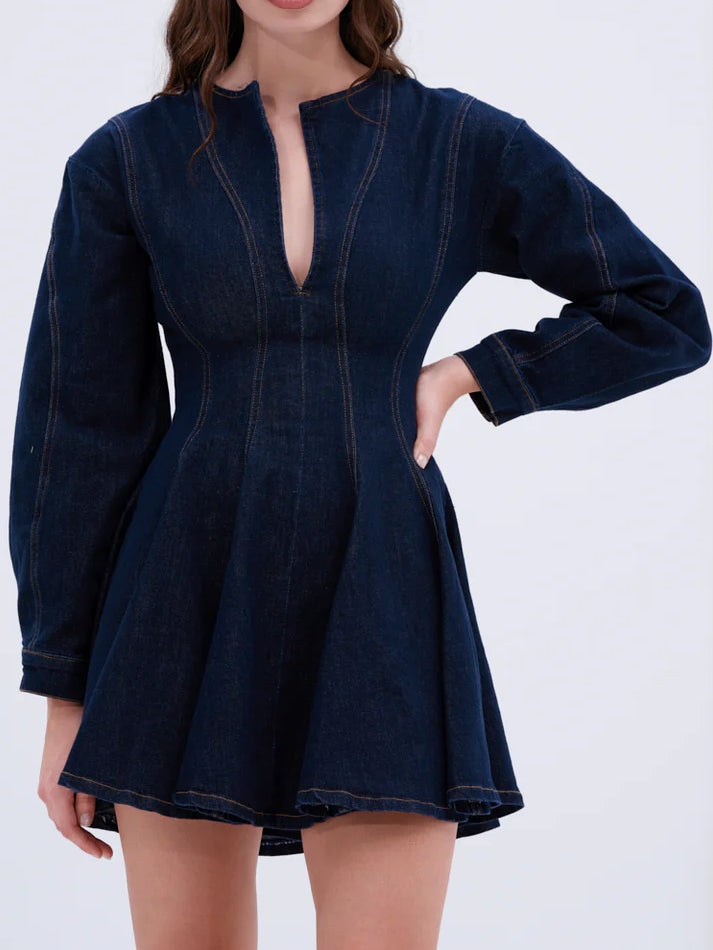 DENIM MINI DRESS IN DARK BLUE
