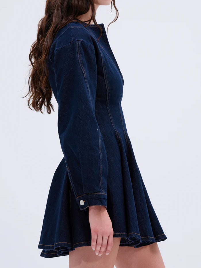 DENIM MINI DRESS IN DARK BLUE