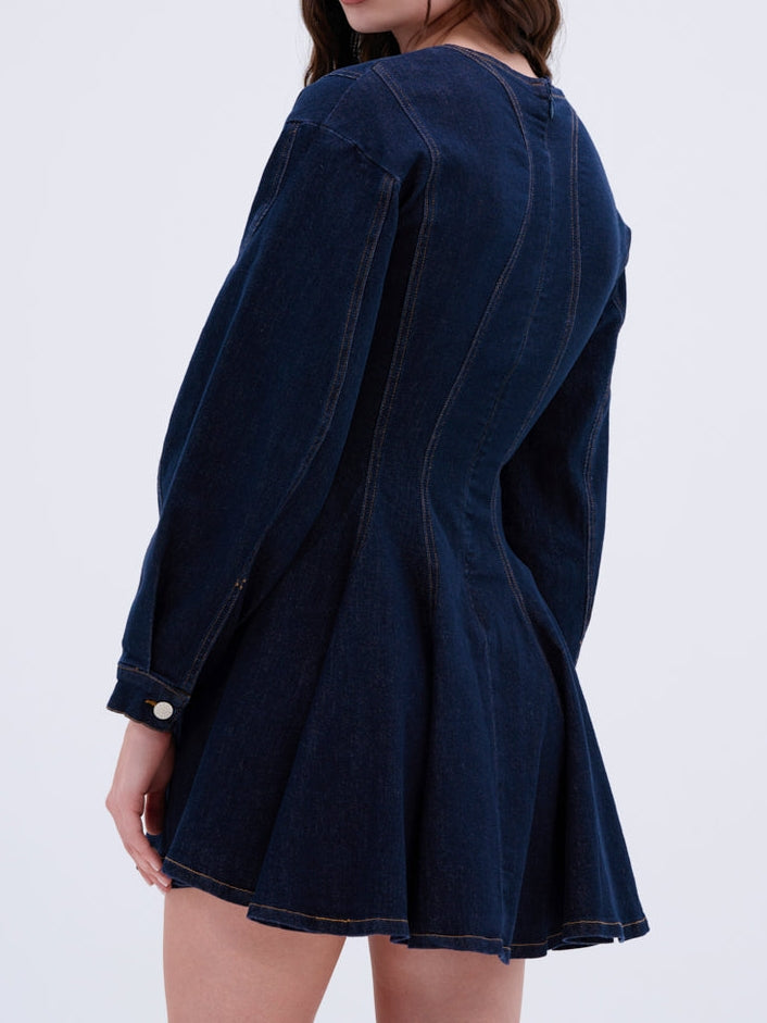 DENIM MINI DRESS IN DARK BLUE