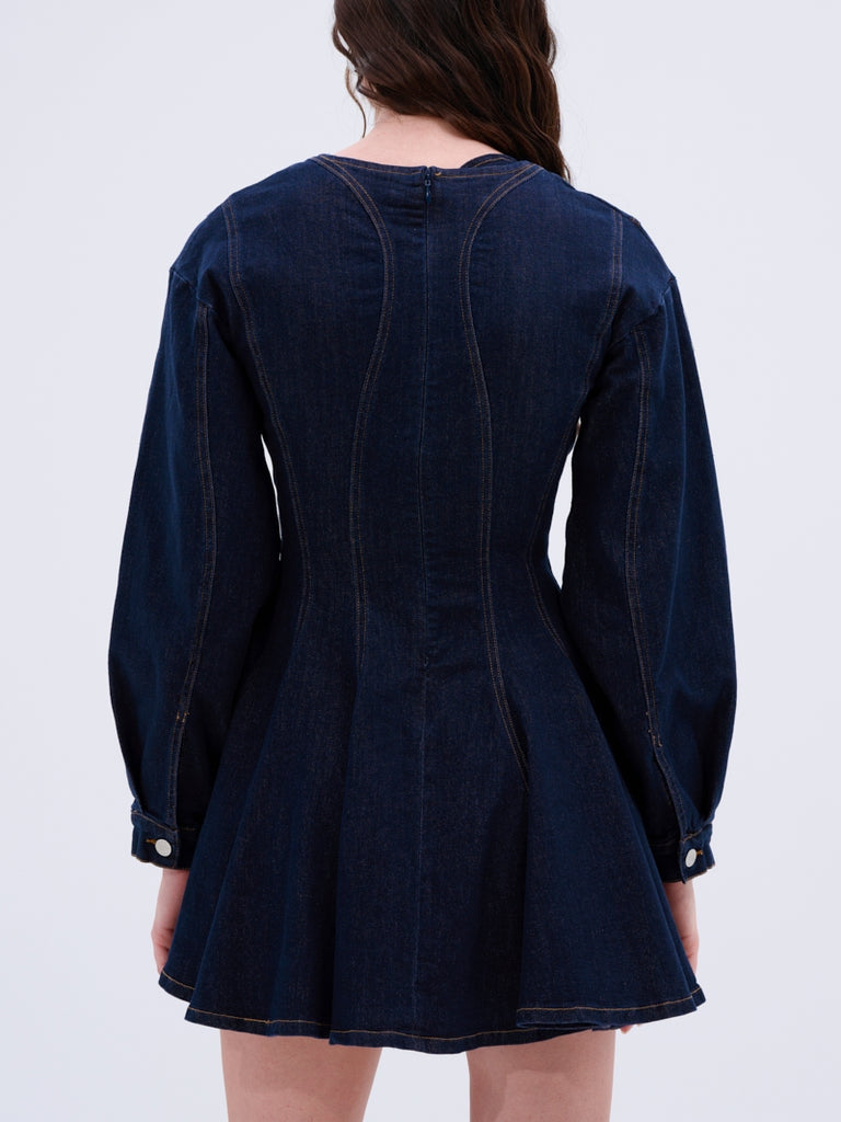 DENIM MINI DRESS IN DARK BLUE