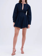 DENIM MINI DRESS IN DARK BLUE